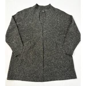 EILEEN FISHER Womens Black 100% Wool Long Cardigan Sweater Size 2XL